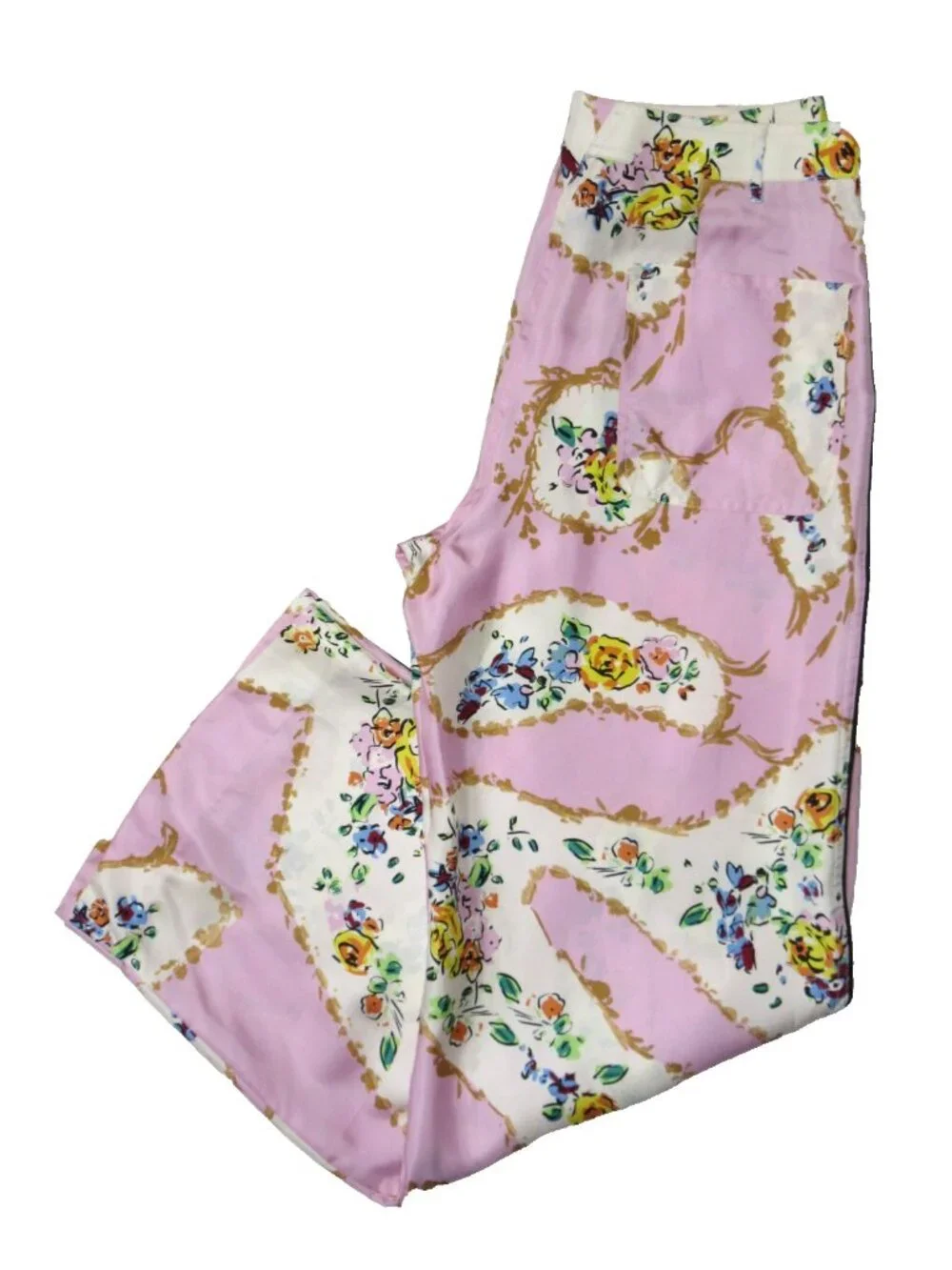 NWT Tory Burch Silk Cargo Pant in Pink Porcelain Floral Wide Leg Pants 4